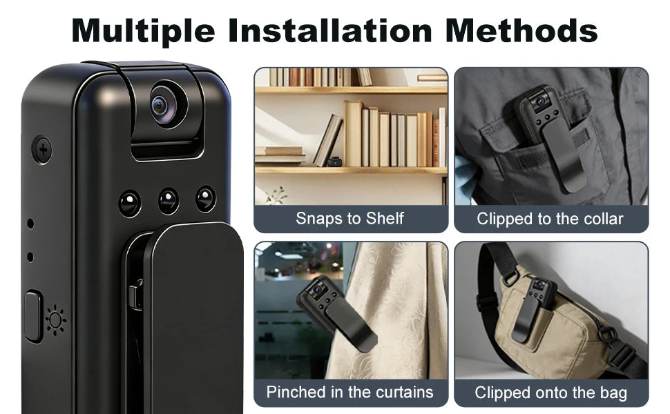 Caméra HD domestique H2, caméra sportive professionnelle portable extérieure, caméra réseau Wi-Fi, surveillance intérieure maison, vision nocturne, détection de mouvement, mini caméra sans fil, moniteur portable intérieur/extérieur, adaptée pour la maison