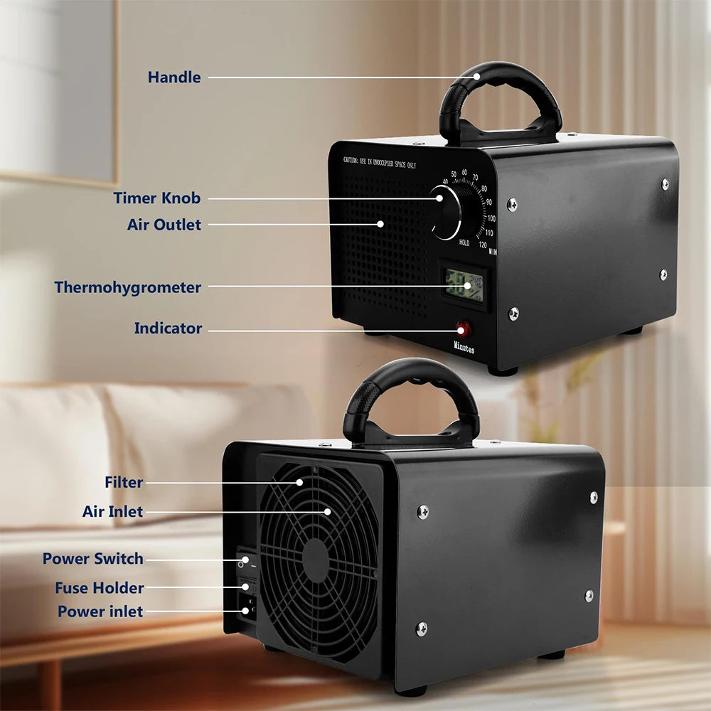 ozon generator 60000 mg/t med temperatur- og fugtighedsdisplay