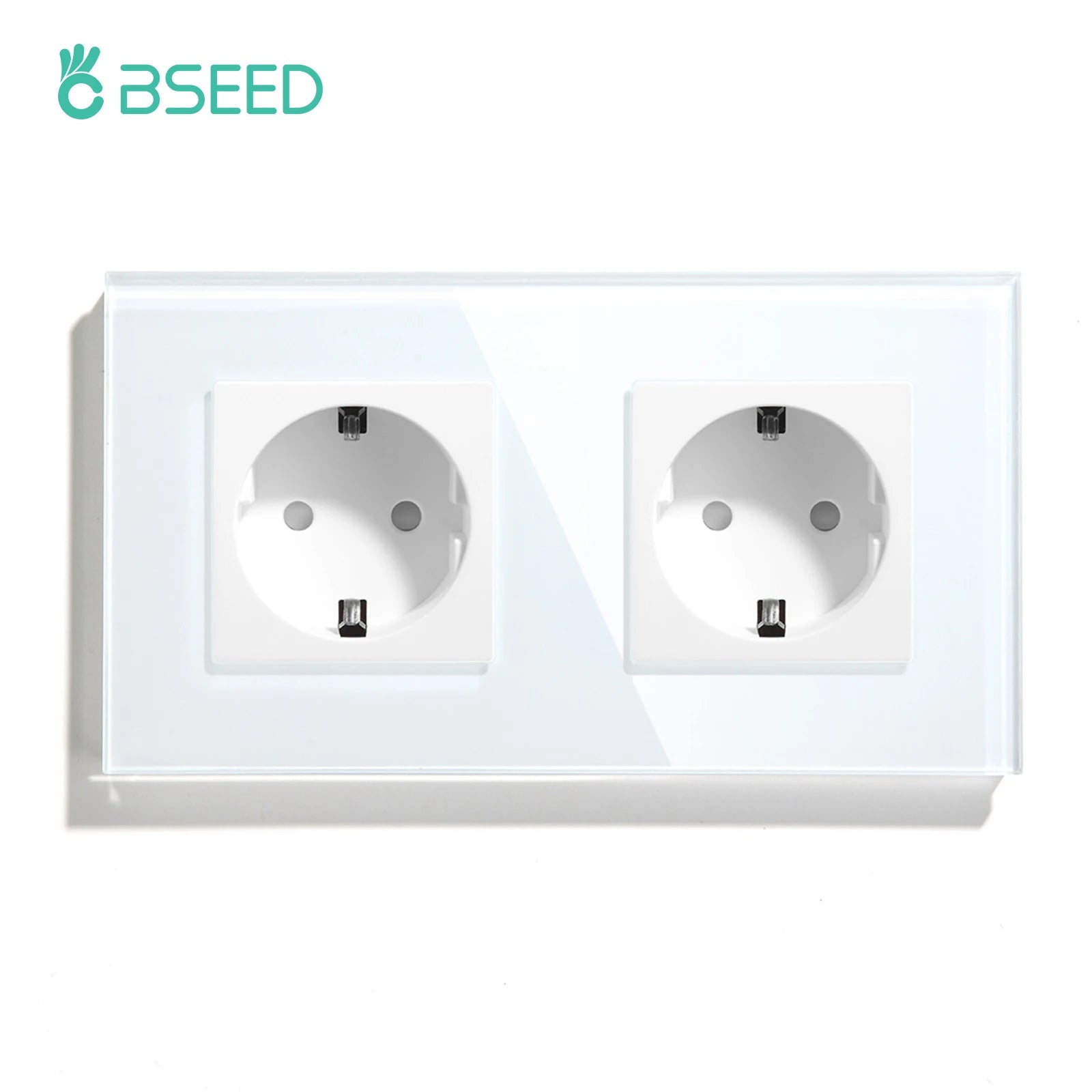 BSEED EU Standard Wall Electrical Sockets Type-C Outlets Wall Power Socket USB Charge Port Glass Panel Kids Protection 16A 