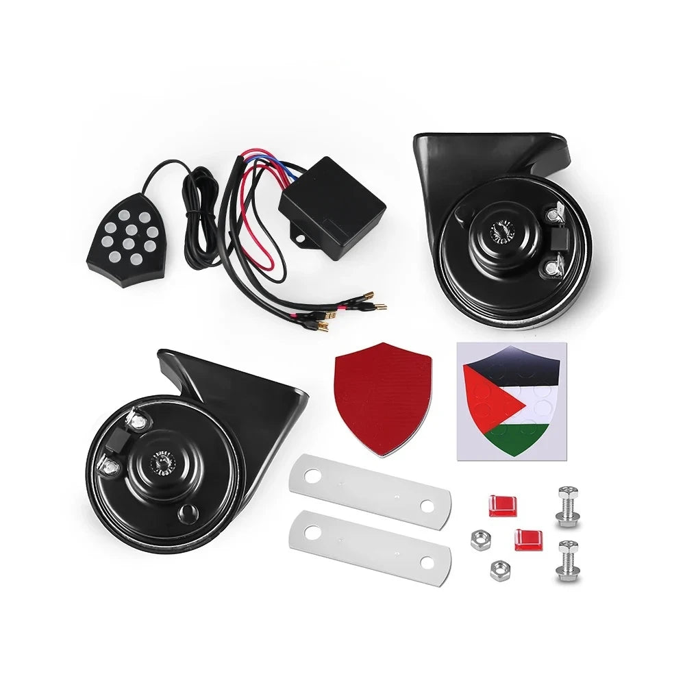12V Electronic Car Horn with 10 Sounds and Controller