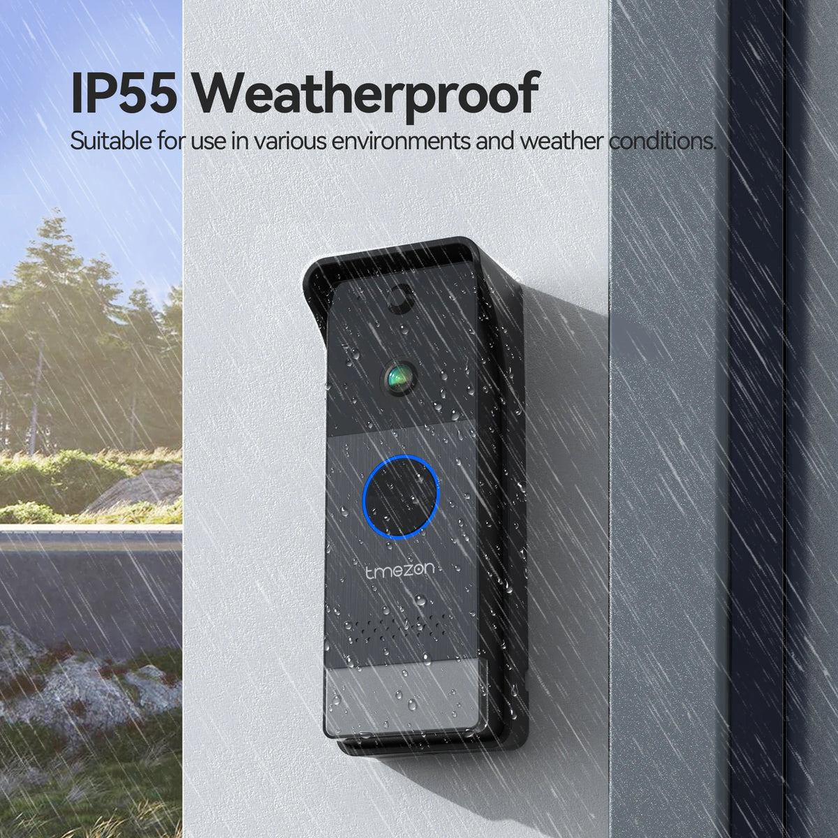 TMEZON R10-L10 Solar Powered Wireless WiFi Video Door Phone,1080P Intercom System,7'' Color Touch Monitor,Video Doorbell Peephole with Solar Panel,PIR Motion Detection,Remote Unlocking,2.5/5G WiFi