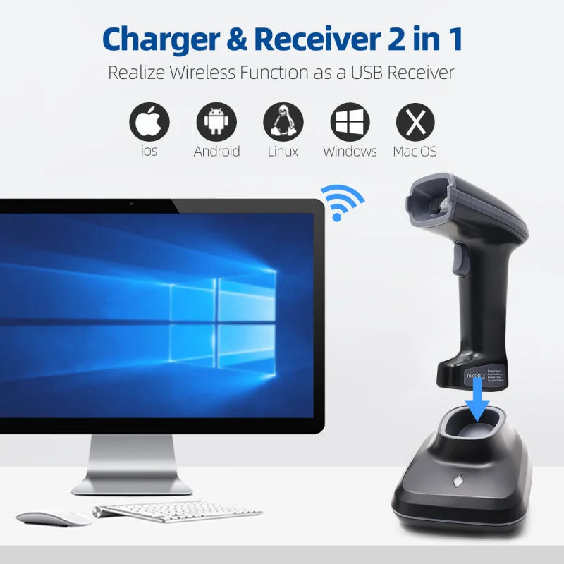 Handheld 1D/2D Barcode Scanner - Connection Options