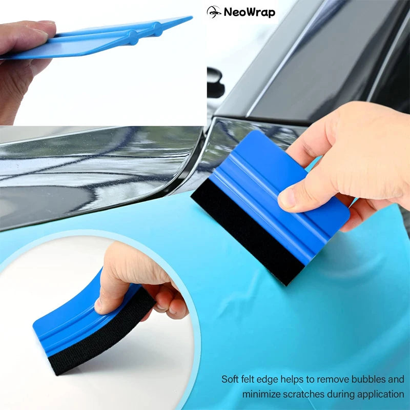 Car Film Wrapping Tool Kit Window Tinting Tools Vinyl Wrap Felt Squeegee Wrap Stick Vinyl Cutter Utility Knife Plastic Scraper
