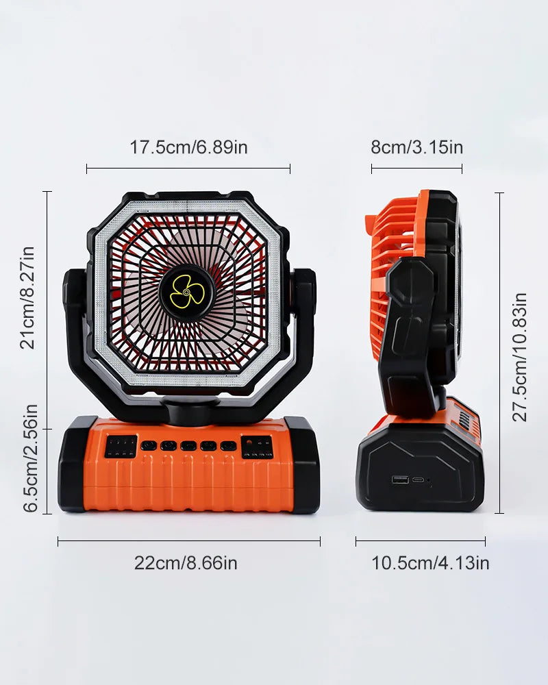 20000mAh Rechargeable Portable Fan with LED Light