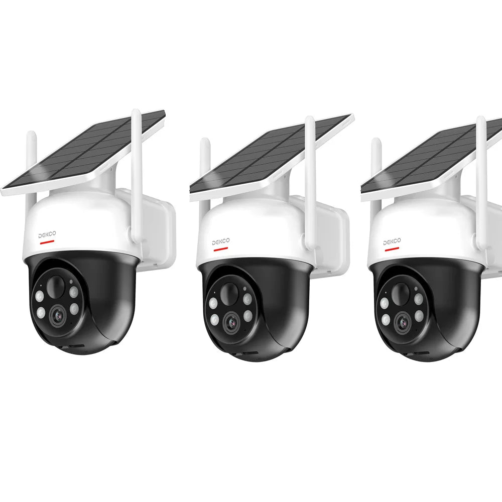 DEKCO Solar WiFi Outdoor PTZ Security Camera 3MP, 5000mAh