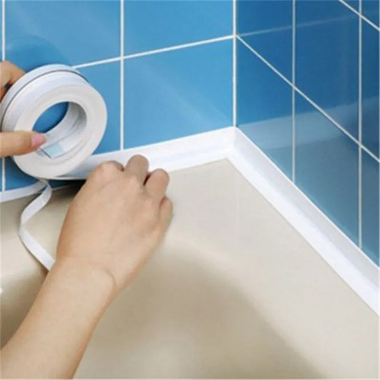 1pc Badezimmer Wasserdichte Wand Aufkleber Abdichtung Bänder PVC Klebstoff Dicht Streifen Waschbecken Rand Band Küche Bad Zubehör