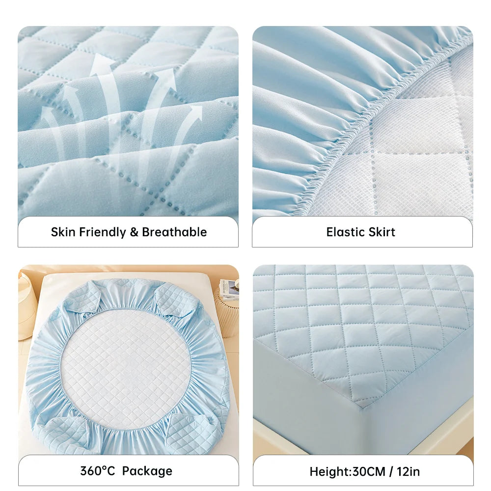 1pc 3D Air Fabric Thick Mattress Cover, 100% Waterproof Mattress Protector, Soft and Breathable Fitted Bed Sheet (No Pillowcase) 