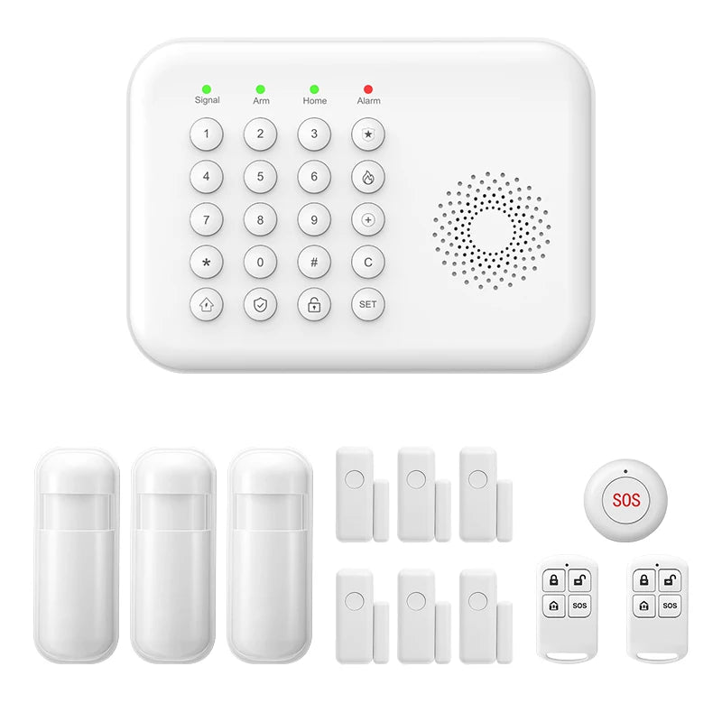 PGST 4G WiFi Home Burglar Anti Theft Security Alarm Complete Kit Works with Tuya Works with Smart Life Smart App Remote Control Wireless Sensor Combination Standby Power Backup Alarm System Apartment Villa Store Warehouse Eur