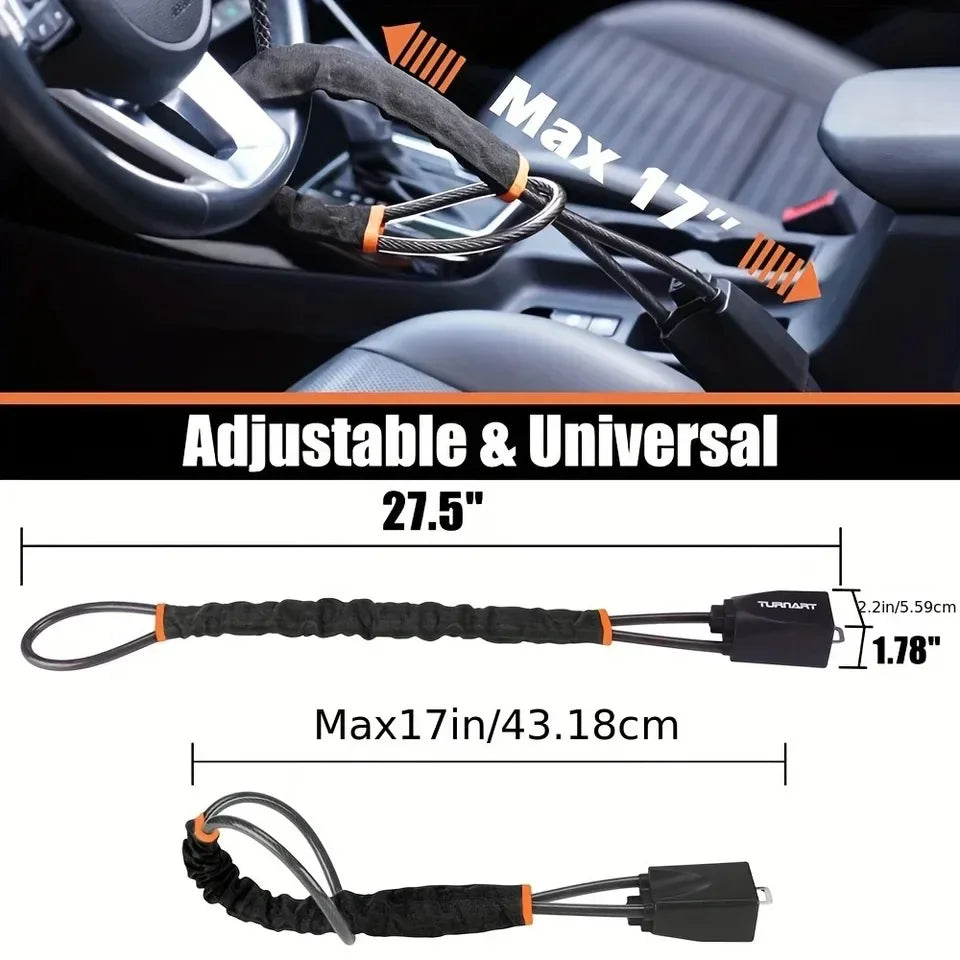 Steering Wheel to Seat Belt Cable Lock