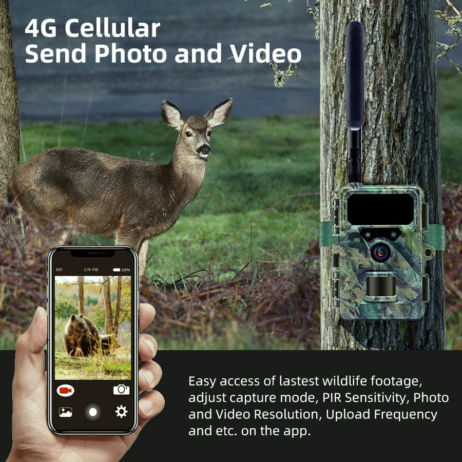 4G LTE Trail Camera with App Control, 2.7K Night Vision