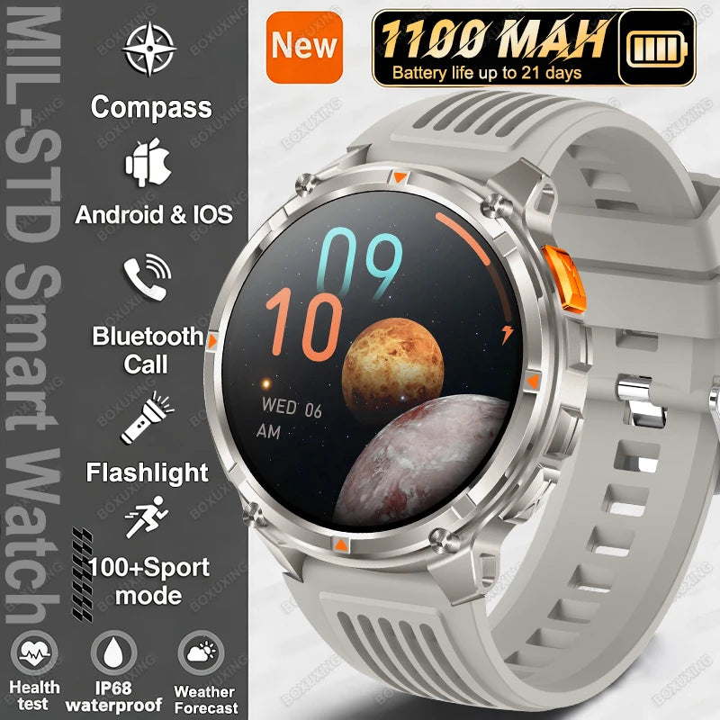 Smartwatch con chiamata Bluetooth all'aperto con bussola e GPS collegato al telefono