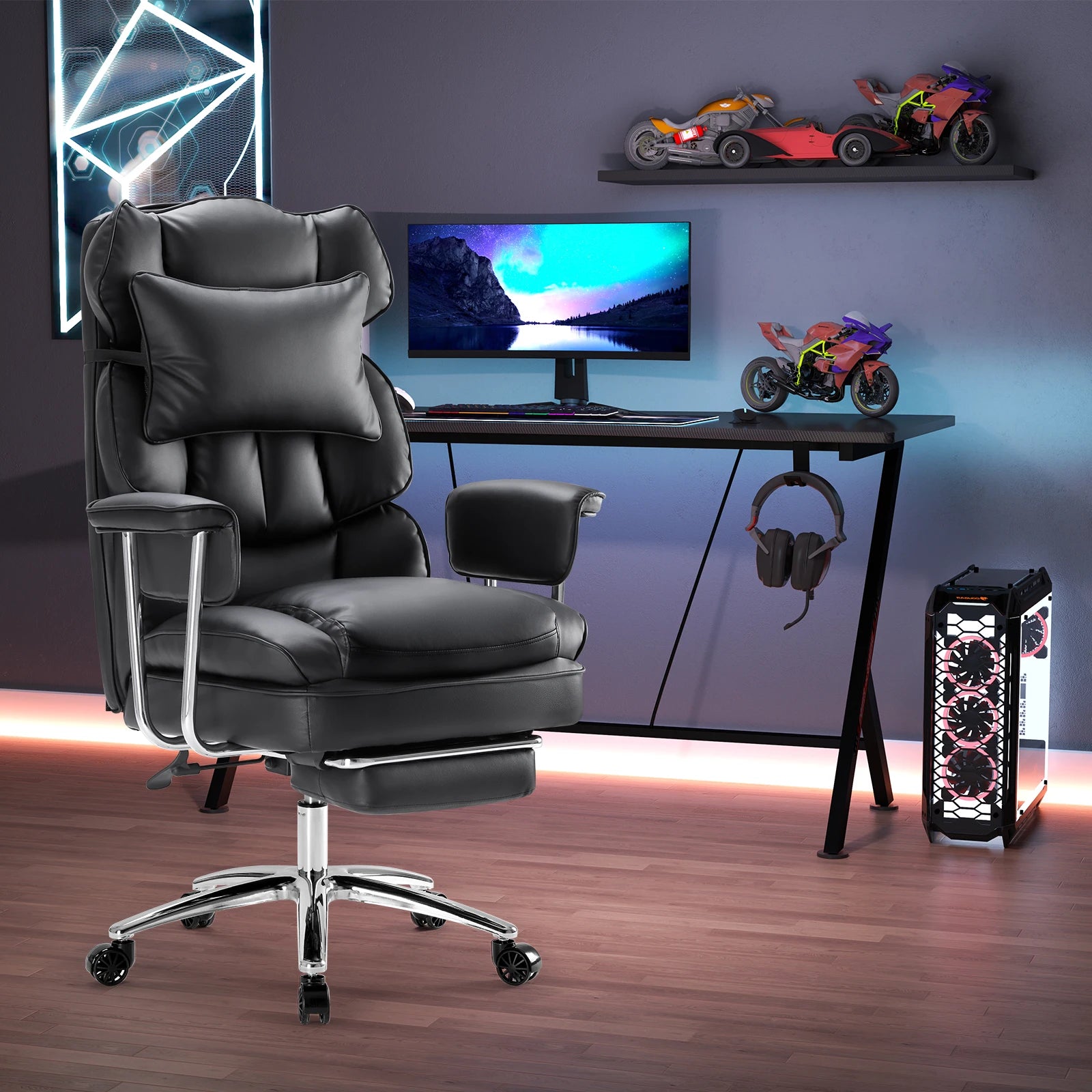 Ergonomic Office Chair with Footrest, Lumbar Support & Recline