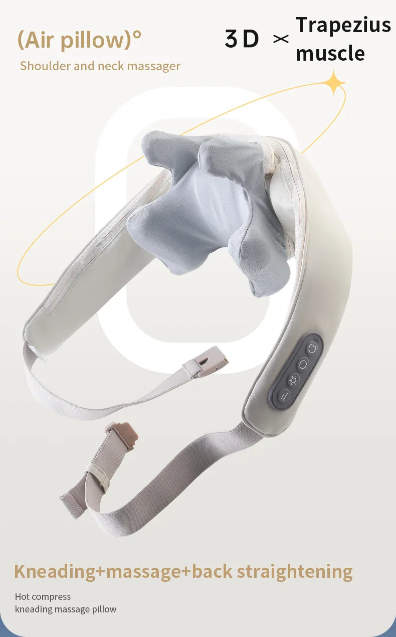 Foreverlily 26W Brushless Motor Neck And Shoulder Massager Wireless Shoulder And Back Kneading Massage Shawl Neck masajeador 