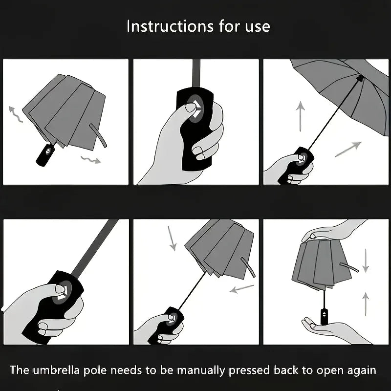 Automatic Opening And Closing FoldingUmbrella - Compact Design - Ergonomic Handle8 Steel Ribs - Outdoor Portable Durable Folding