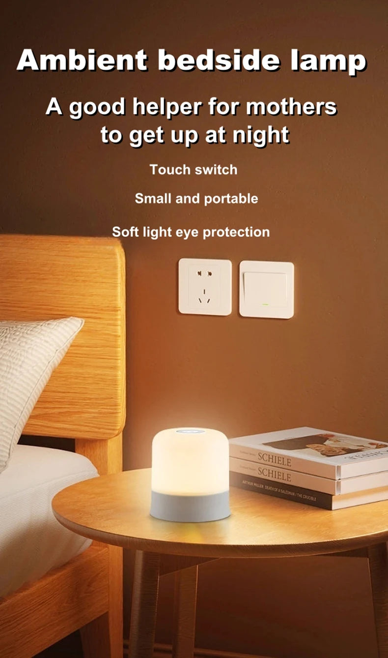 Candeeiro de mesa de cabeceira LED regulável por toque e alimentado por USB