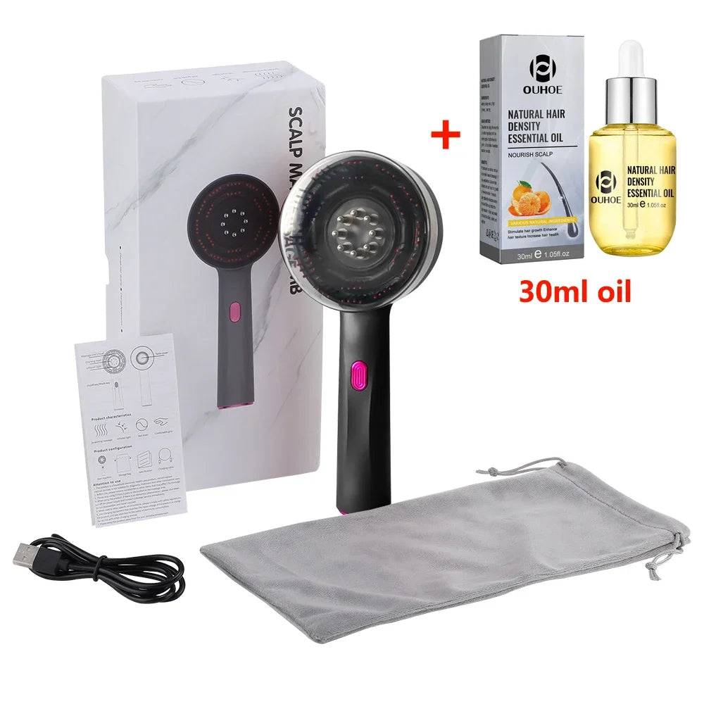 3 Modes Electric Massage Comb Portable Red Light Laser Comb for Hair Follicle Hair Follicles On The Head Essence Oil Applicator 