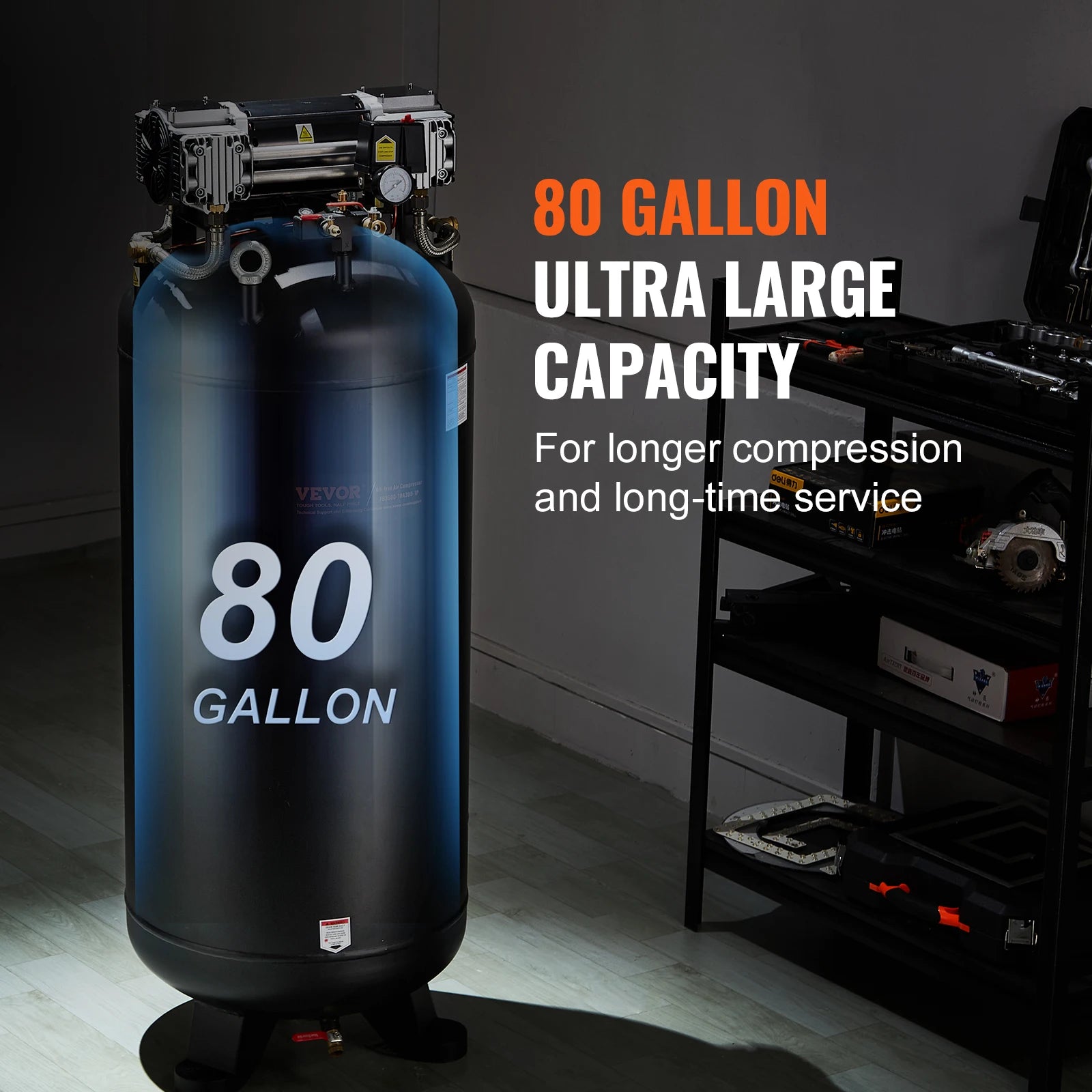 SucceBuy 80 gallon luftkompressor 6,5 HP 145 psi oljefri luftkompressor Ultra tyst kompressor för industriella arbetsplatser Autoreparation