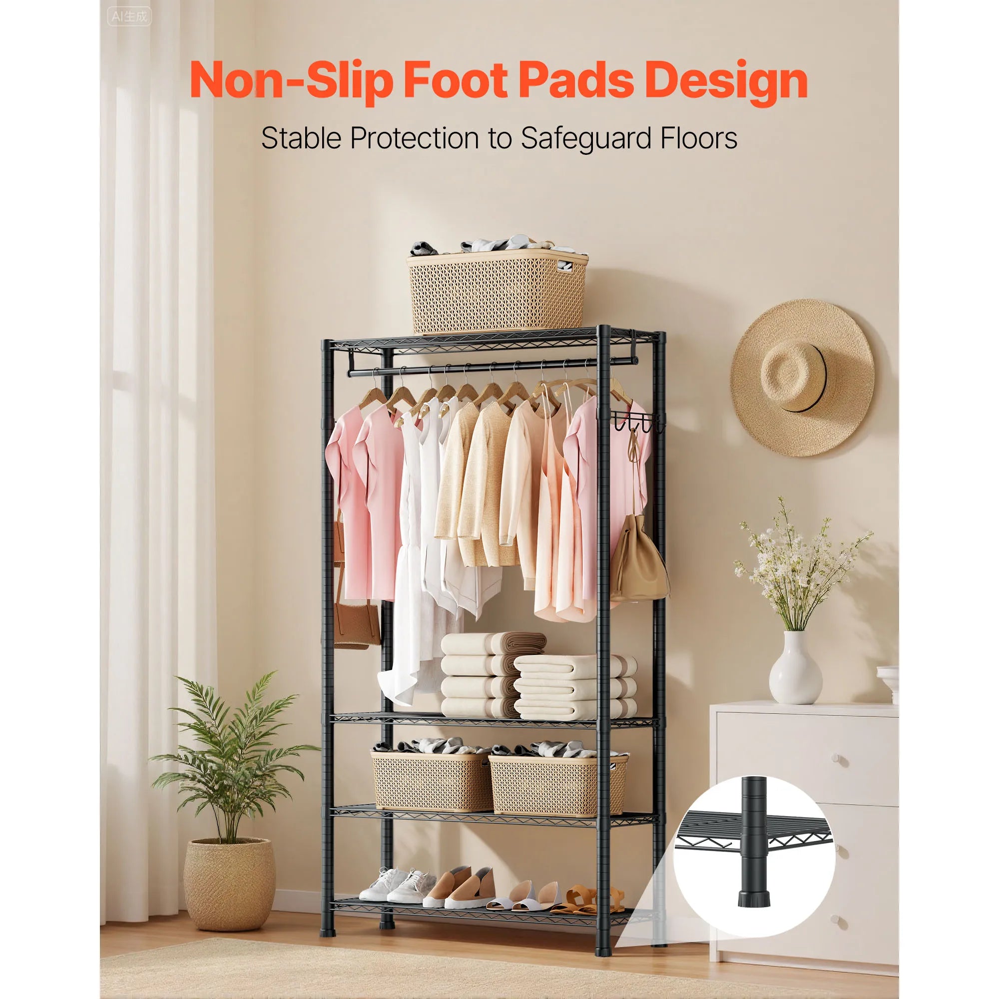Heavy Duty Clothes Rack with Adjustable Shelves & 450–500 lb Load