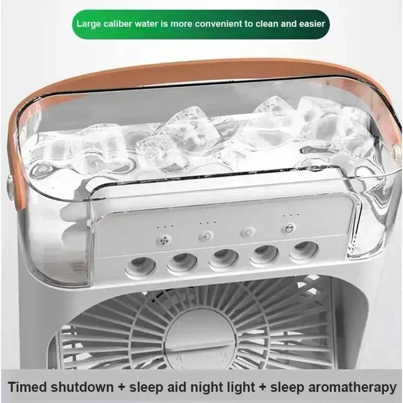 3-in-1 Mini Air Cooler Fan with Humidifier and Night Light