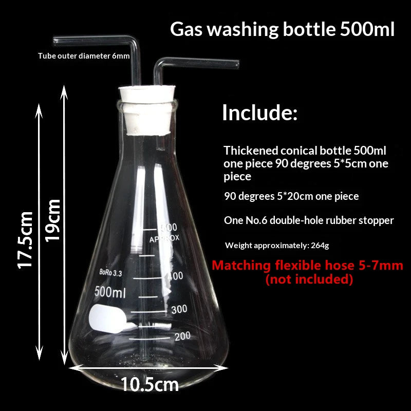 Conical Glass Gas Washing Bottle