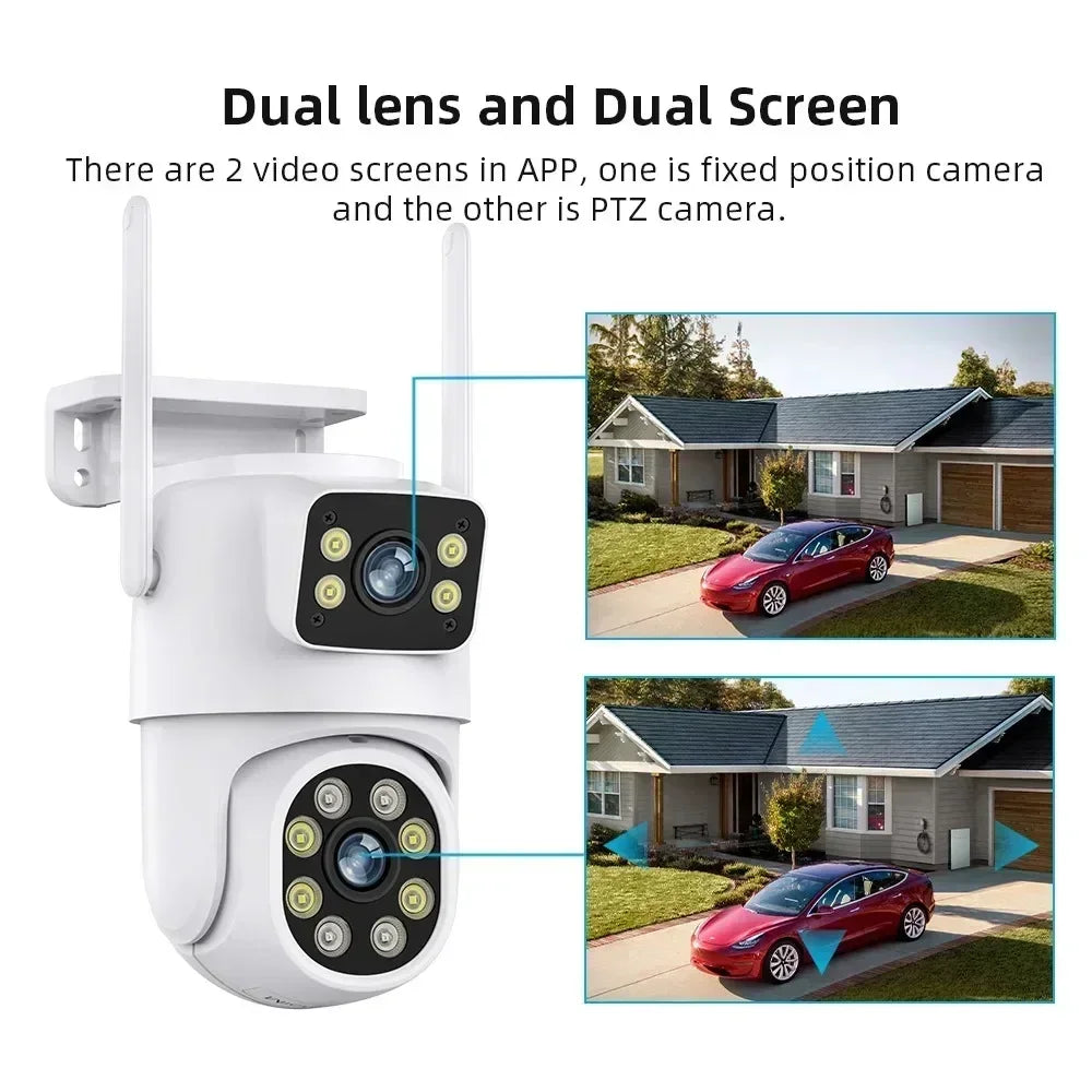 Telecamera di sicurezza PTZ WiFi a doppia lente 8MP con tracciamento automatico