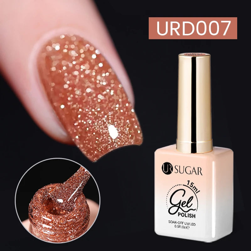 UR SUGAR 15ml Sliver Reflective Nail Gel Polish Shining Glitter Semi Permanent Soak Off UV Gel Sparkle Effect Nail Art Manicure 