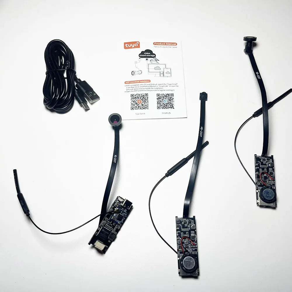 Caméra PCB Tuya Mini wifi Grand angle 2,1 mm 3MP intérieur Onvif audio intégré, emplacement carte TF, IPC, sécurité intelligente TUYA APP Cam
