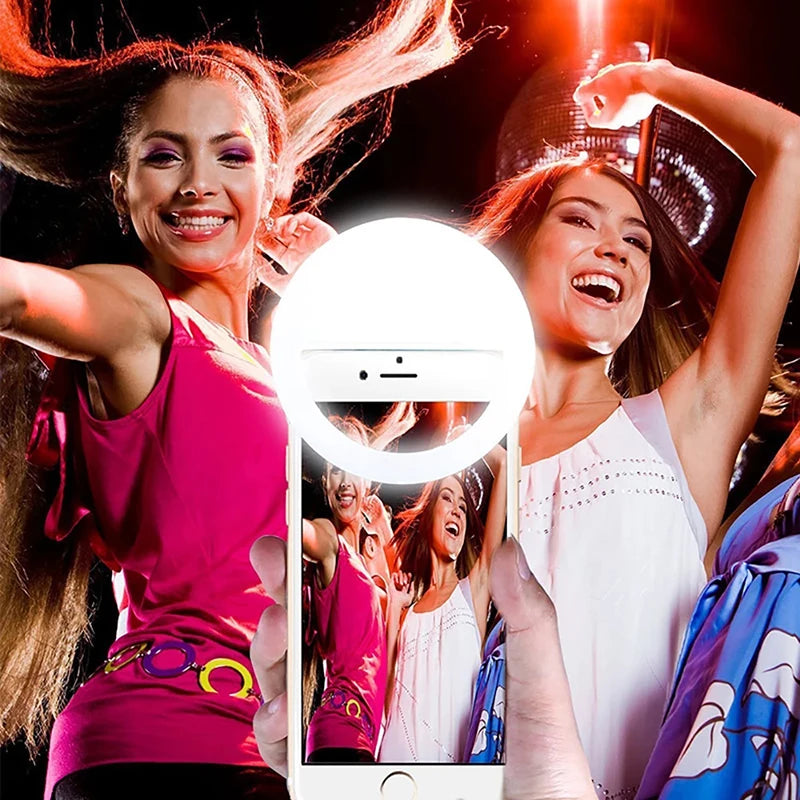 USB-uppladdningsbar ringlampa för selfies med klämma
