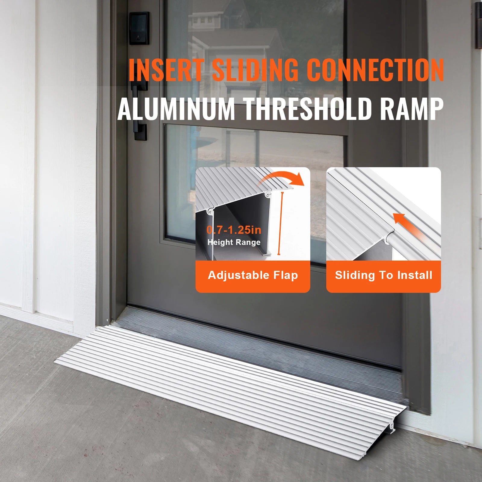 Adjustable Aluminum Door Threshold Ramp 800 lbs for Wheelchairs