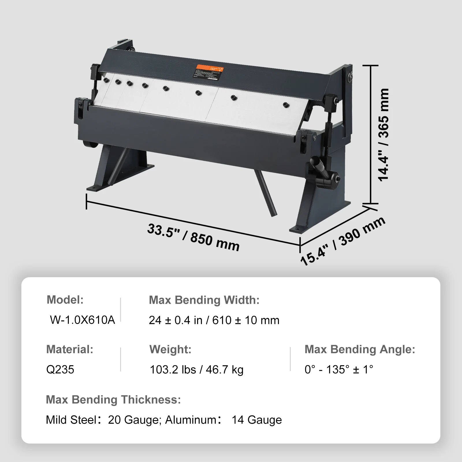 Pladebukkemaskine 24–48 tommer Box & Pan metalbøjer