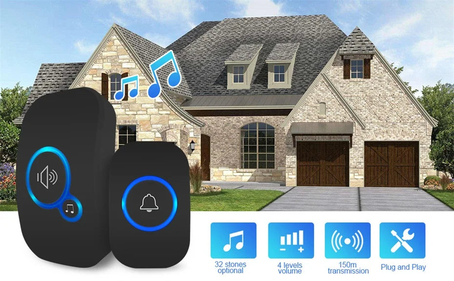 Wireless Doorbell with 32 Ringtones and 4 Volume Levels
