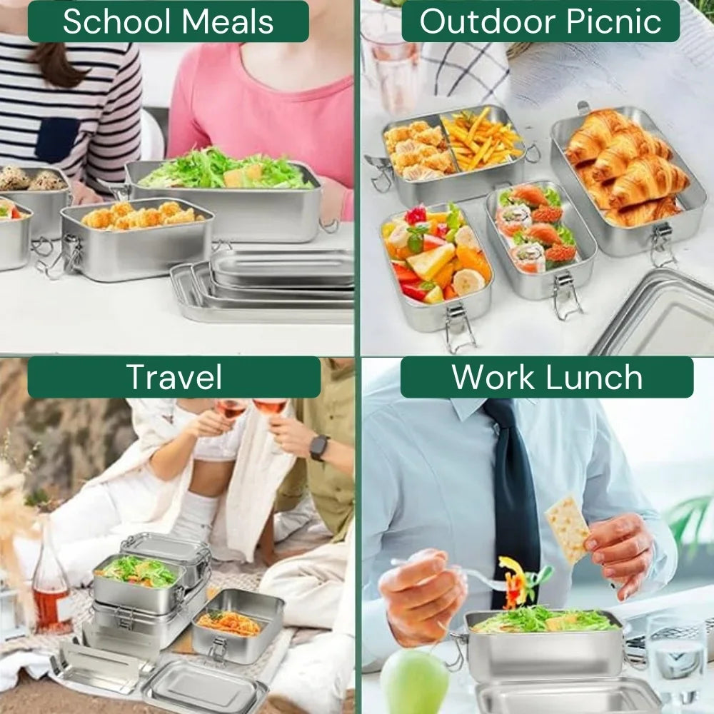 Stainless-Steel Lunch Containers, Size/Bag Options