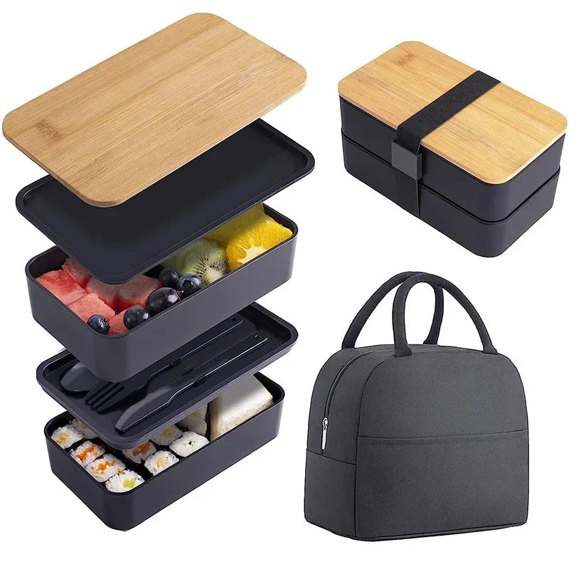 Two-Tier Bento Lunch Box, Set and Bag Options