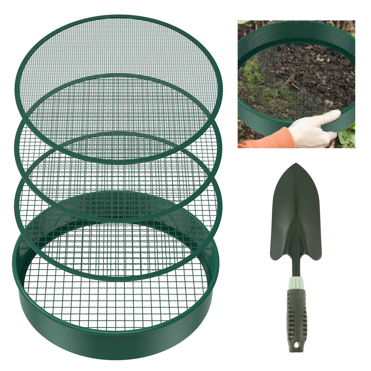 Garden Soil Sifter with Interchangeable Mesh Screens