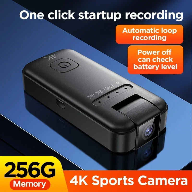 Câmara Micro Full HD 4K Equipamento de Gravação Portátil para Motocicletas, Bicicletas, Registos de Polícia/Aplicação na Lei, Extrema