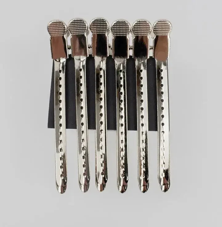 12 pinces crocodile en acier pour cheveux, 9.5 cm