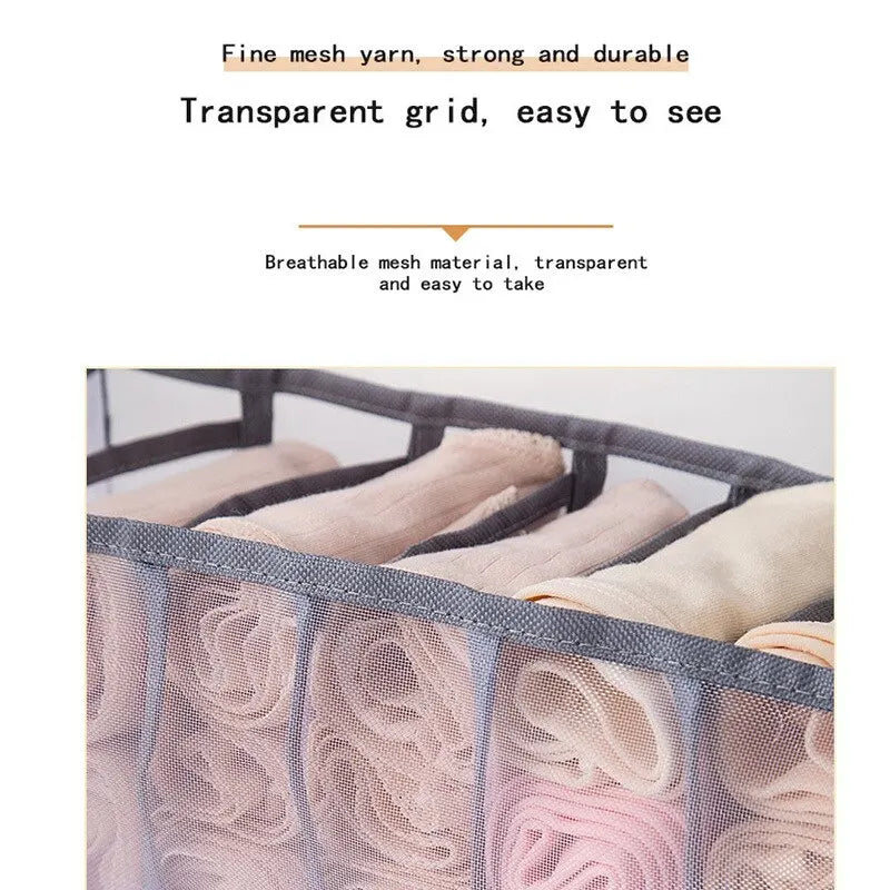 11 Compartment Home Collapsible Underwear Storage Box Nylon Organizing Dormitory Storage Bra Organizing Breathable Mesh Bag 