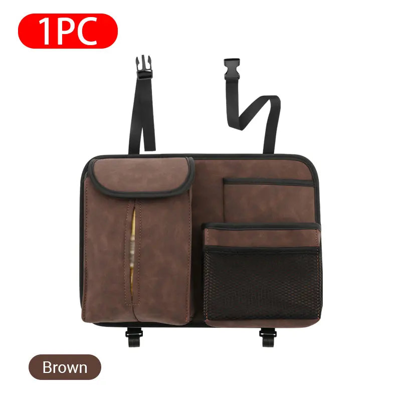 SEAMETAL Car Seat Back Storage Bag Premium Suede Car Organizer Multi-Pocket Storage Pocket Hanging Back Seat Auto Tissue Holder