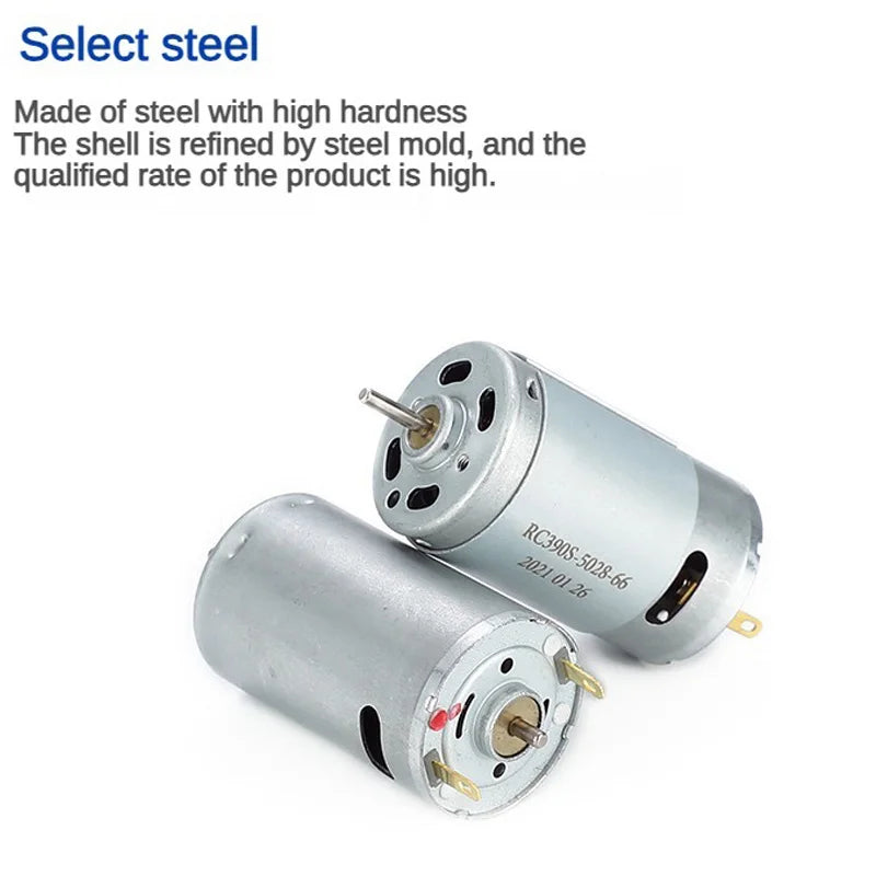 Micromotor de CC con escobillas R390, 6–12V
