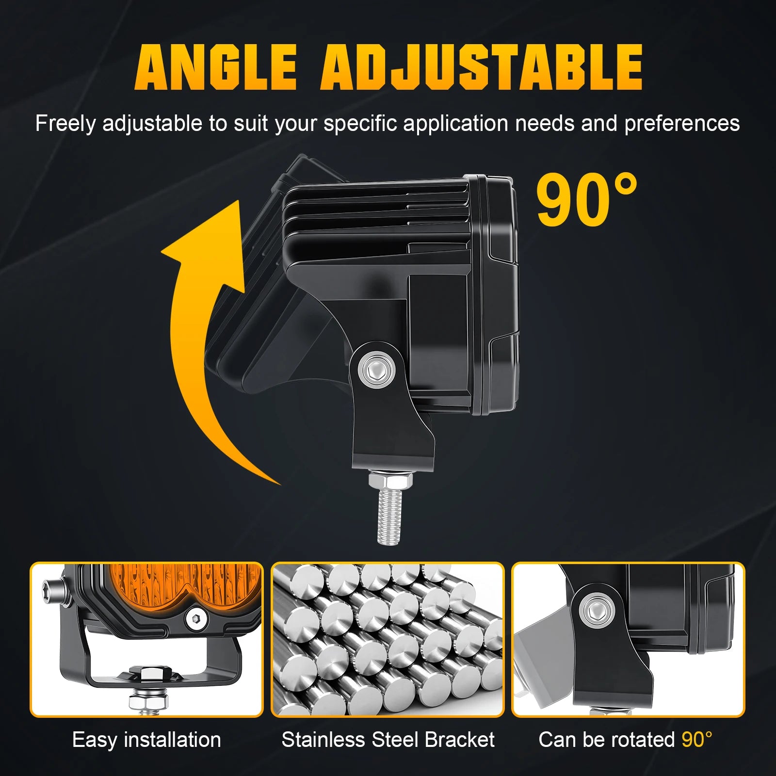 3 inch 30W Amber Yellow White Cube LED Pod Light Spot Flood Combo Beam Work Lights,Off-Road Driving Lamp for ATV, SUV,Motorcycle