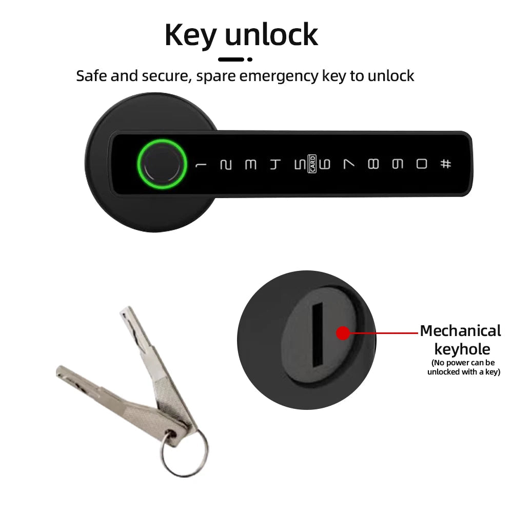 RAYKUBE M5 Tuya BLE Smart Fingerprint Door Lock Digital Electronic Lock with Password/Key/IC Card/ Smartlife/ Tuya APP Unlock 