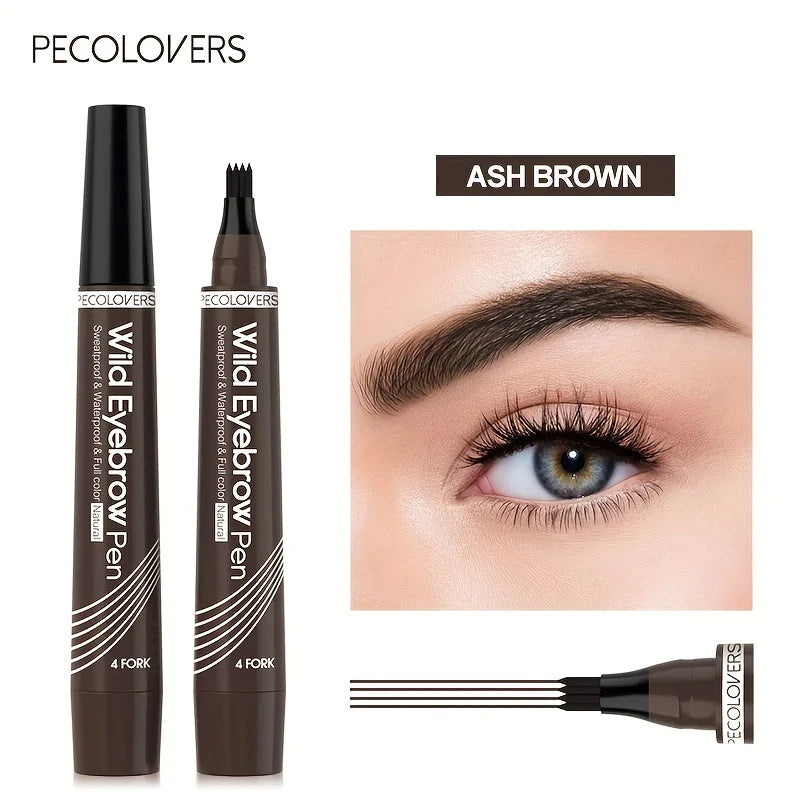 6 Colors 1pc Eyebrow Pen Waterproof 4 Split Tip Eyebrows Pen Eyebrow Tattoo Pen Waterproof Liquid Black Eyebrow Makeup Pencil 