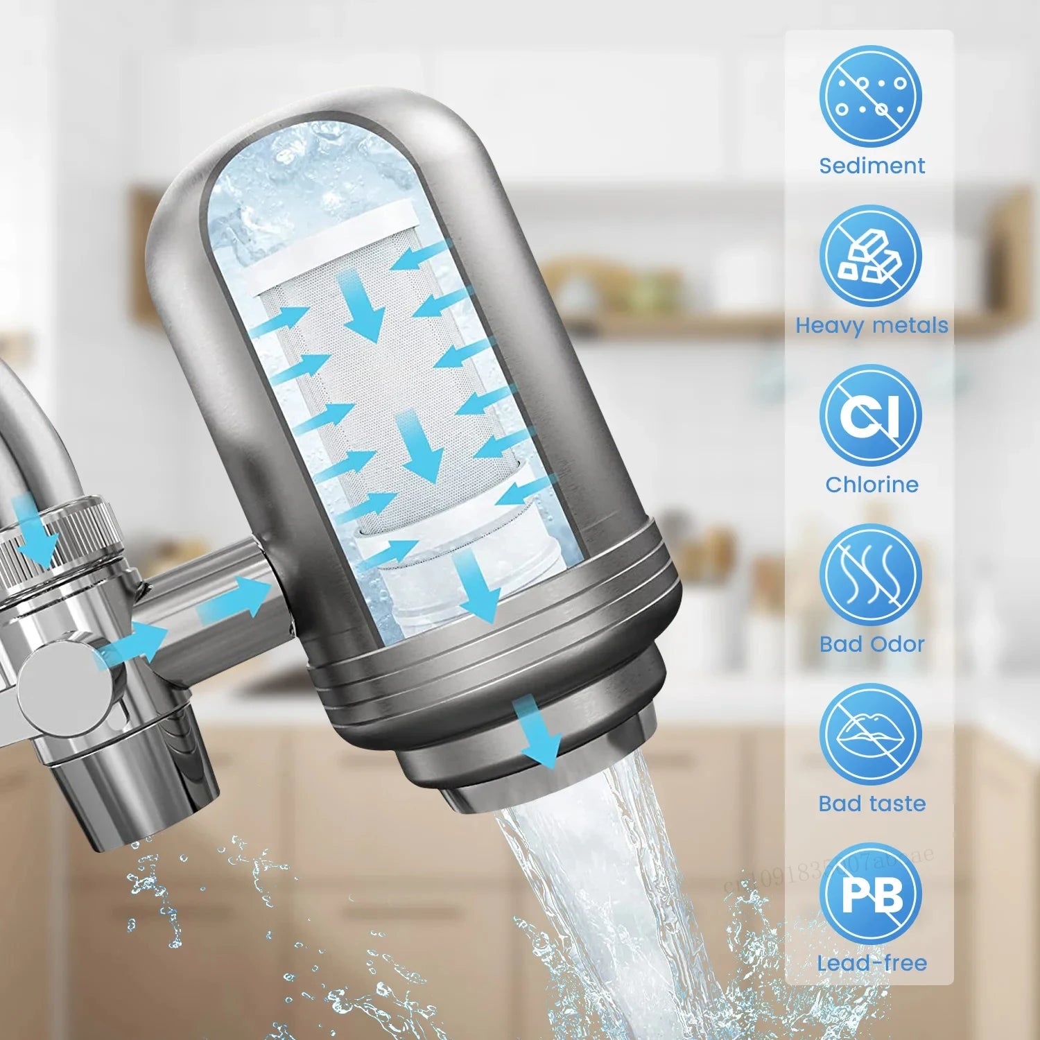 Stainless Steel Faucet Water Filter Purifier System, NSF Certified