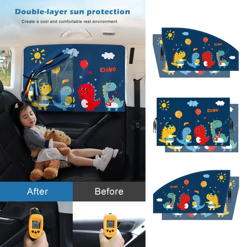 2-Layer Telescopic Car Window Shade with Magnetic Mosquito Net