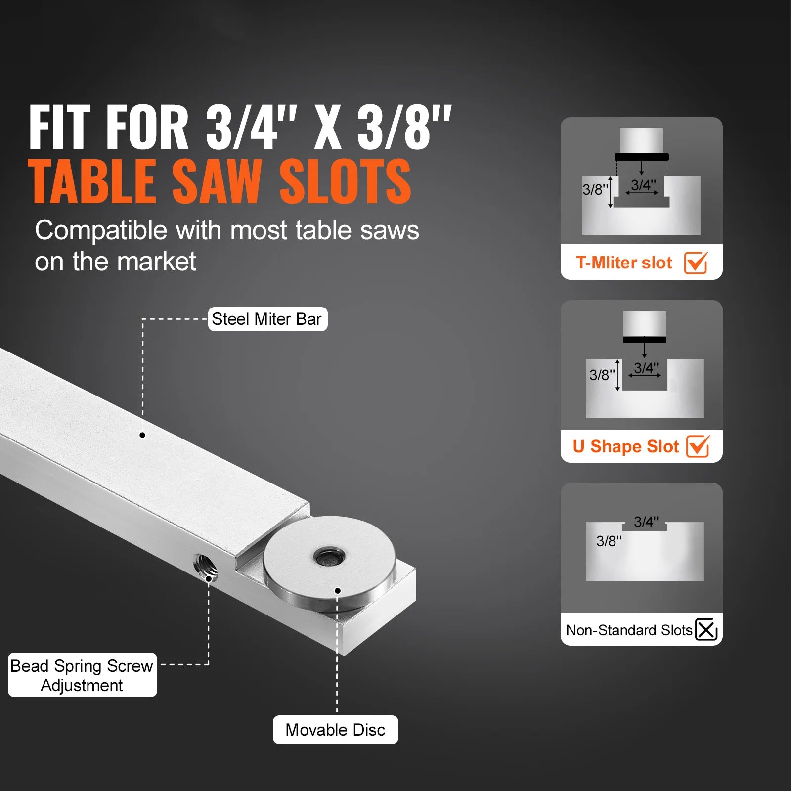 Precision Miter Gauge for Table Saws with 15 Positive Stops