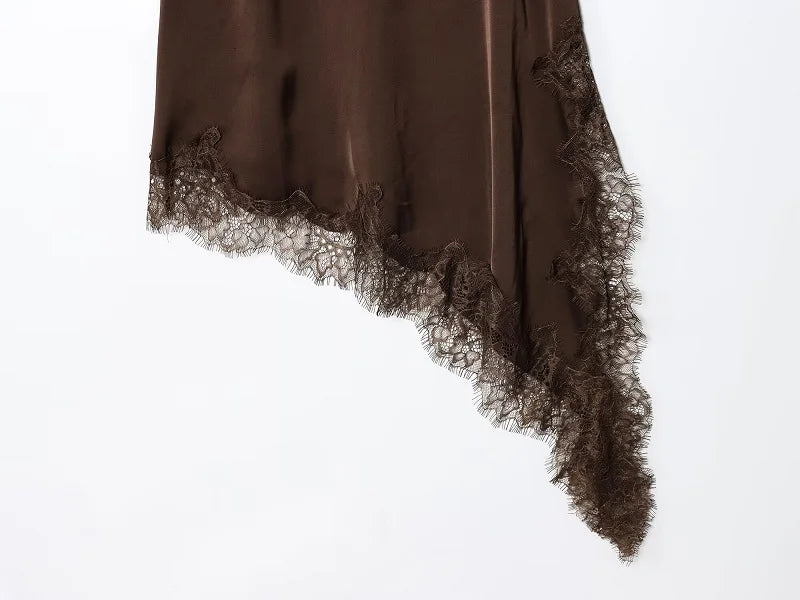 MUJER Lace Slip Mini Dress Women Satin Backless Summer Dress Woman Asymmetric Party Women's Dress Sexy Beach Dresses for Women 