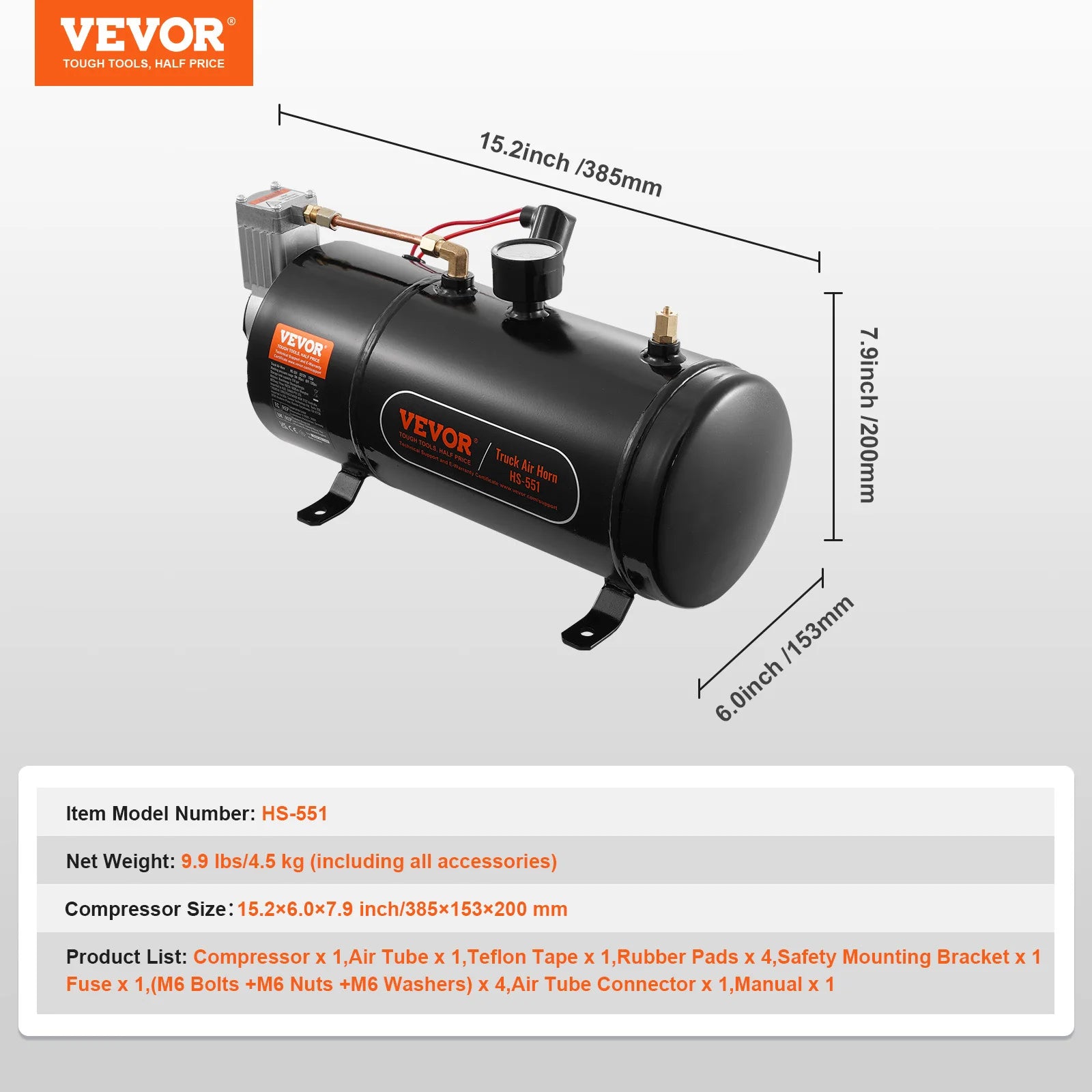 12V Air Compressor with Tank 0.8 Gal/3L 120 PSI