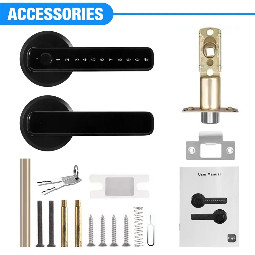 Tuya Smart Fingerprint Door Lock with App and Key Unlock