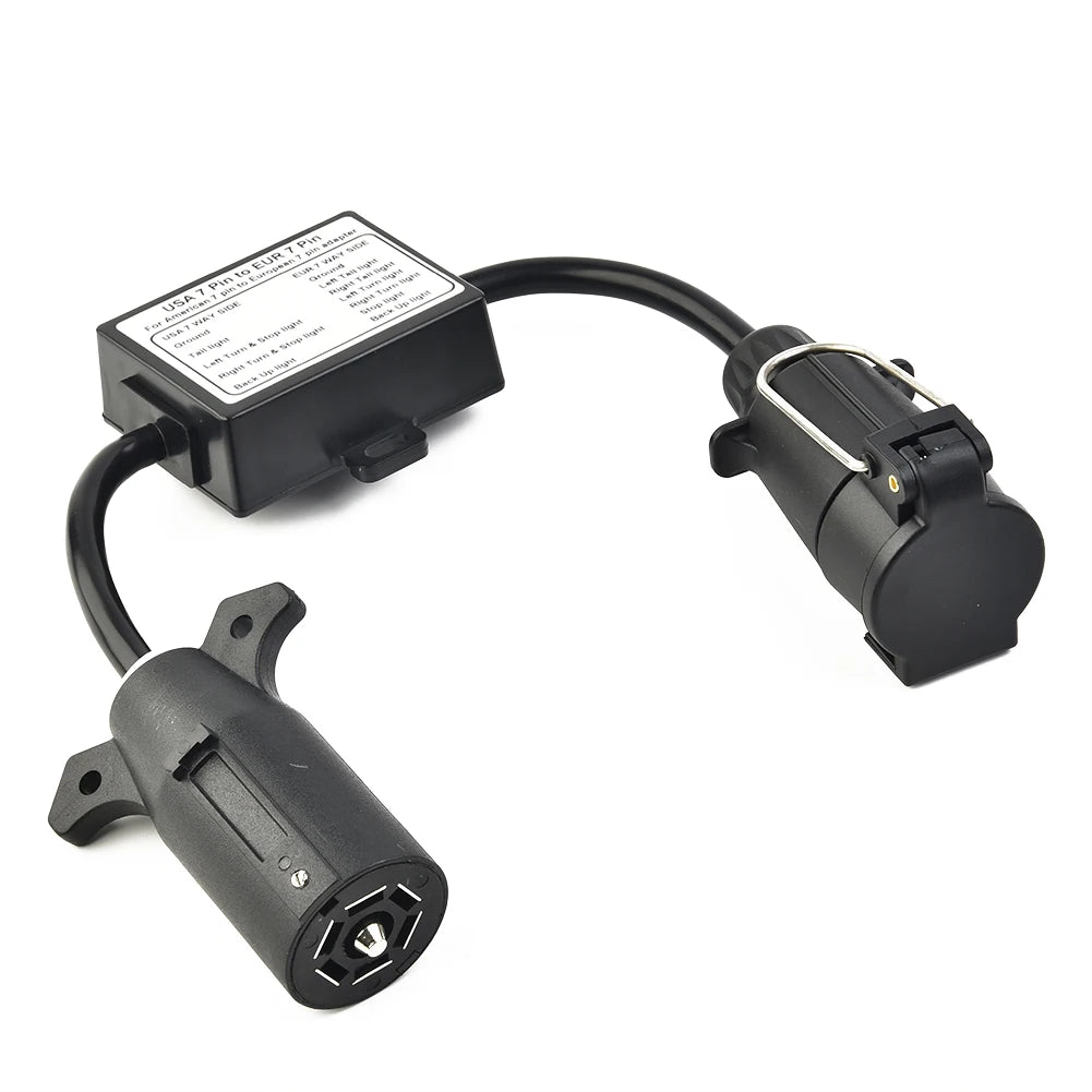 Trailer Light Converter 7-Pole RV Blade Socket to 7-Pin Round Plug
