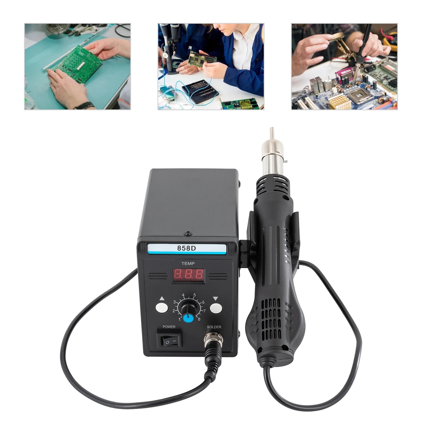 700W Hot Air Rework SMD Soldering Station With Heat Gun Set Temperature LED Screen Display For Electronics Repairs 